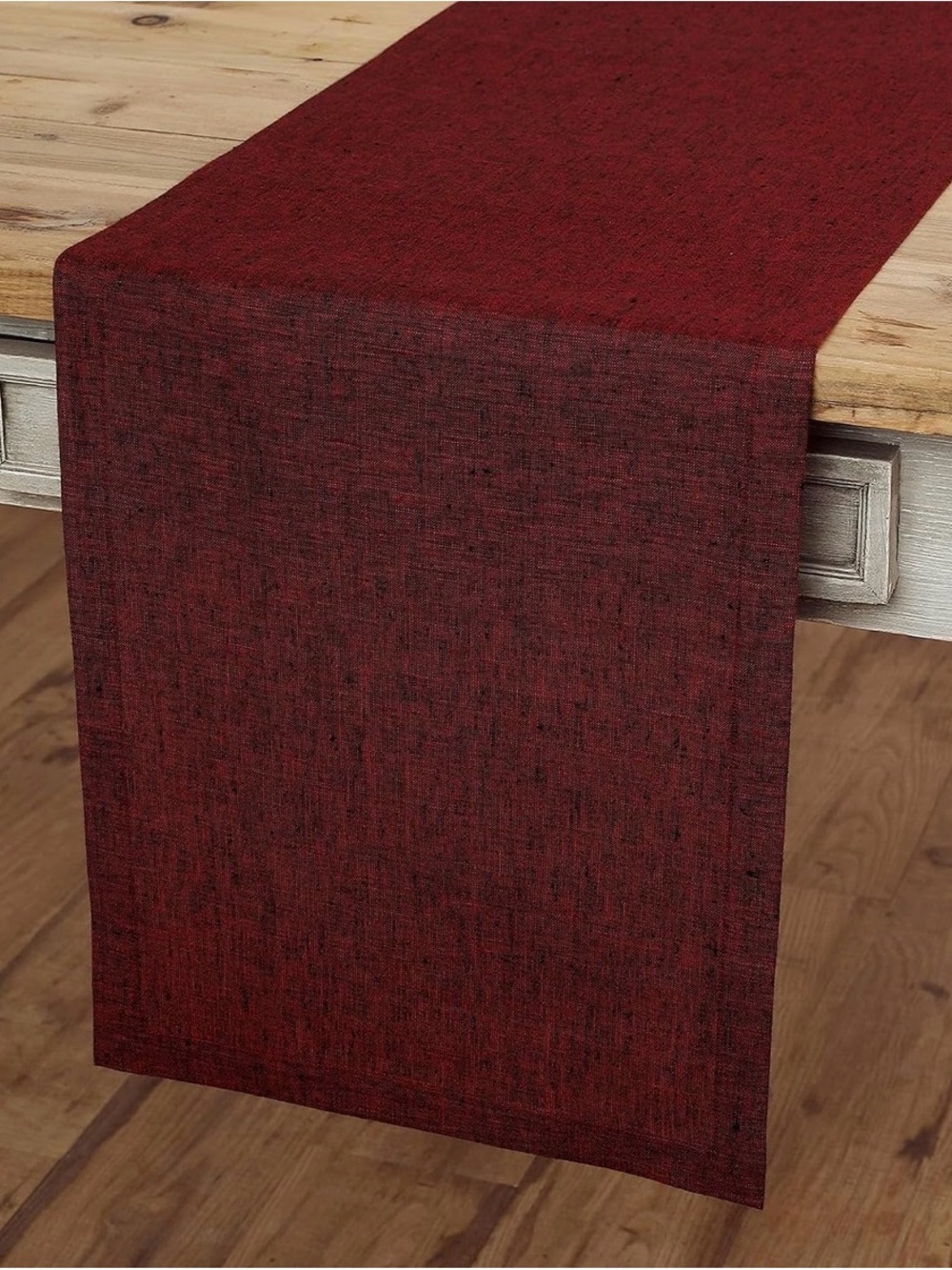 Solino Home 100% Pure Linen Table Runner 14x36 Athena Red Garnet New